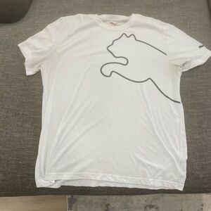 Puma White T-Shirt with Black Puma Outline Design